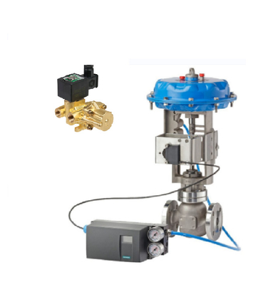 วาล์วควบคุม Pneumatic กับ Masoneilan SVI3 Positioner และ ASCO วาล์ว SOLENOID ทองแดง ซีรีส์ 210 สําหรับการควบคุม
