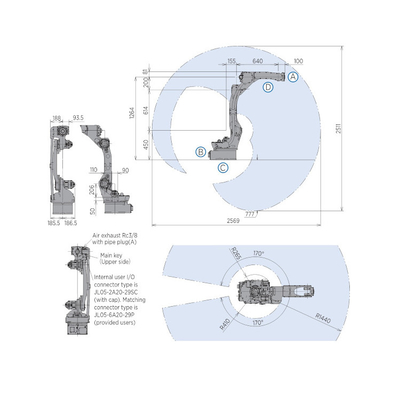 GP12 Yaskawa อุตสาหกรรมเป็น 6 แกนหุ่นยนต์แขนกับหุ่นยนต์ Dress Pack สําหรับการจัดการวัสดุ