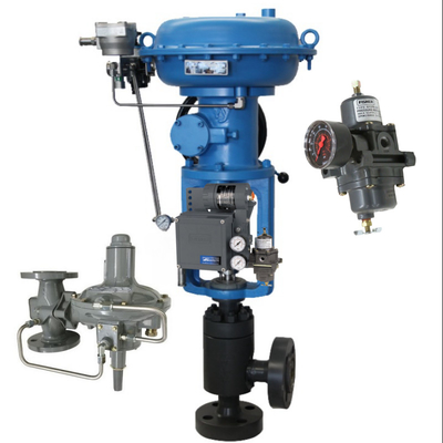 วาล์วลดความดันกรองเดิมใหม่ พร้อมเครื่องตั้งวาล์วไฟฟ้าปนิวเมติก Fisher 3582i