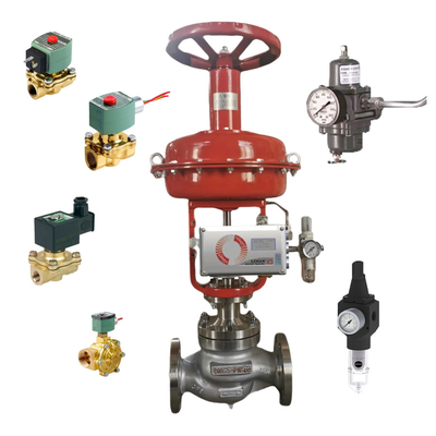 วาล์วควบคุม Pneumatic Linear กับ Flowserve LOGIX 520MD DIGITAL HART VALVE POSITIONER และ ASCO Solenoid Valve ในคลัง