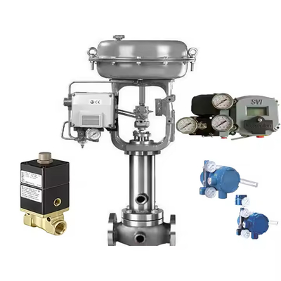 วาล์วควบคุมจีนด้วย Masoneilan SVI2 SVI II วาล์วดิจิตอล Positioner กับ Booster B200 / B400 กับ Solenoid Valve Asco