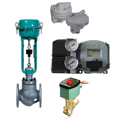 วาล์วควบคุมจีนด้วย Masoneilan SVI2 SVI II วาล์วดิจิตอล Positioner กับ Booster B200 / B400 กับ Solenoid Valve Asco