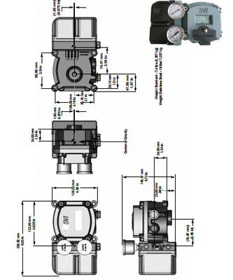 วาล์วควบคุม Pneumatic กับ Masoneilan SVI2-22123121 Positioner และ Fisher SR5 วัลล์วควบคุมความดัน