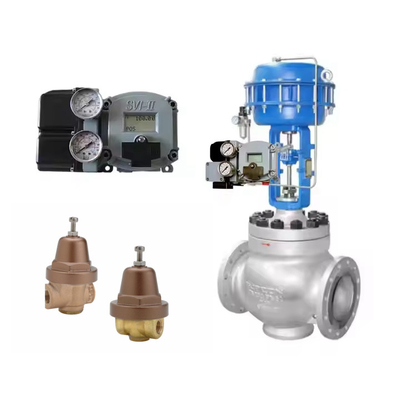 วาล์วควบคุม Pneumatic กับ Masoneilan SVI2-22123121 Positioner และ Fisher SR5 วัลล์วควบคุมความดัน