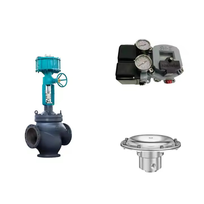 วาล์วควบคุมปนูเมติก ด้วย Masoneilan SVI2-22123121 Positioner และ Tescom 44-4600 วัลล์วควบคุมความดัน