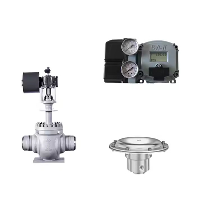 ขายร้อน วาล์วควบคุม Pneumatic กับ Masoneilan SVI2-21123111 Positioner และ Tescom 26-1100 วาล์วควบคุมความดัน