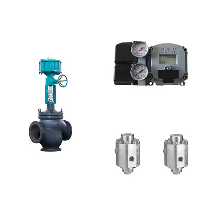 ขายร้อน วาล์วควบคุม Pneumatic กับ Masoneilan SVI2-21123111 Positioner และ Tescom 26-1100 วาล์วควบคุมความดัน