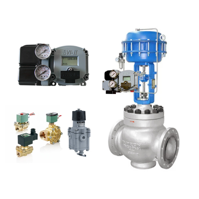 วาล์วควบคุม Pneumatic ด้วย Masoneilan SVI2-21113121 Positioner และ Fisher SR5 วัลล์วควบคุมความดัน