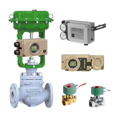 วาล์วควบคุม Pneumatic สีเหลืองอ่อน และ Samson Positioner 3730-3/3731-3 และ ASCO Solenoid Valve