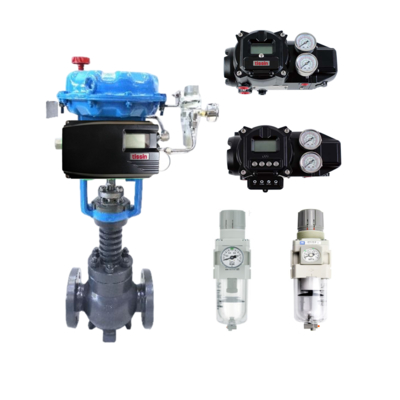 วาล์วบอลนิวเมติกพร้อมชุดอุปกรณ์ควบคุมตำแหน่งอัจฉริยะ Tissin TS800/TS805 Series ดั้งเดิมจากเกาหลี และชุดกรองปรับแรงดัน SMC AW20