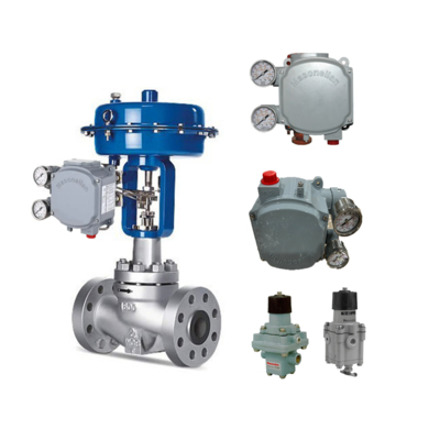 วาล์วควบคุมแบบ Globe พร้อม Intelligent Electrical Valve Positioner Masoneilan SVI1000/G/IM/PR ของแท้, ตัวควบคุมแรงดันและกรองอากาศ 78-40 78-80