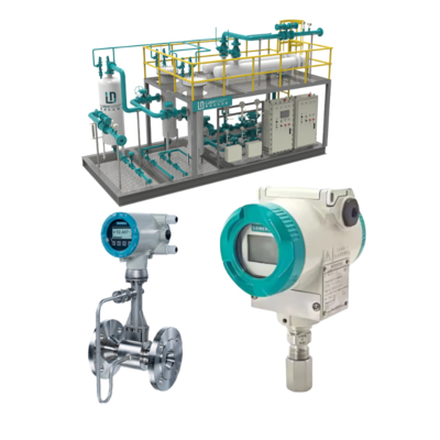 เครื่องส่งสัญญาณความดัน Siemens SITRANS P320 7MF0300, มิเตอร์วัดการไหลแบบ Vortex SITRANS FX330 และชุดวาล์วควบคุมการไหล