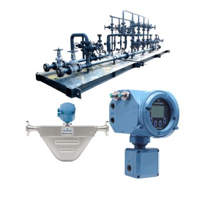 กล่องคลื่นก๊าซธรรมชาติ พร้อมเครื่องวัดกระแส Micro Motion F100A Coriolis และเครื่องส่ง 5700 ที่ติดตั้งในสนาม