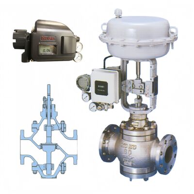 KOSO 520C 530C วาล์วลูกกลองสองที่นั่งแบบนําทางด้านบนและด้านล่างสําหรับอุตสาหกรรมเคมีน้ํามันและก๊าซ