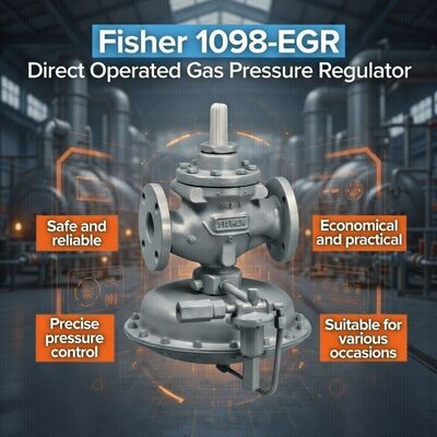 Fisher 1098-EGR เครื่องปรับความดันแก๊สที่ใช้เครื่องบินขับเคลื่อน ด้วยความจุสูงและความดันออกที่ปรับได้