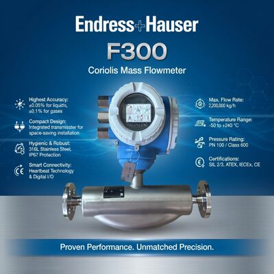 การวัดกระแสทางอุตสาหกรรม E+H Endress Hauser Promass F300 เครื่องวัดกระแส Coriolis