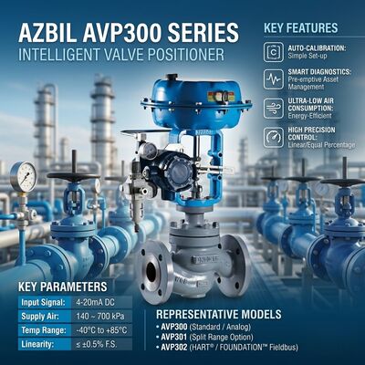 Azbil AVP307 ตัวกำหนดตำแหน่งวาล์วดิจิตอลพร้อมการสื่อสาร HART อินพุต DC 4-20 mA และตัวเครื่อง IP65