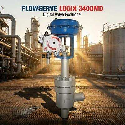 Flowserve Logix 3400MD เครื่องตั้งตําแหน่งวาล์วดิจิตอล พร้อมการสื่อสาร HART ป้องกัน IP66 และความแม่นยํา ± 0.5%