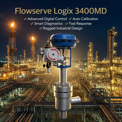 Flowserve Logix 3400MD Smart Valve Positioner พร้อมโปรโตคอล HART ป้องกัน IP66 และความแม่นยํา ± 0.5%