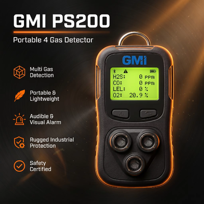 GMI PS200 PS500 เครื่องตรวจจับก๊าซหลายตัวพกพา 4 เครื่องตรวจจับก๊าซ