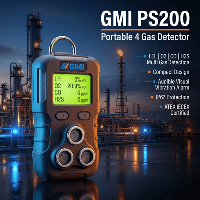 GMI PS200 PS500 Personal Gas Monitor Portable 4 Gas Sensor Oil Gas Safety Detection Gas Detector
