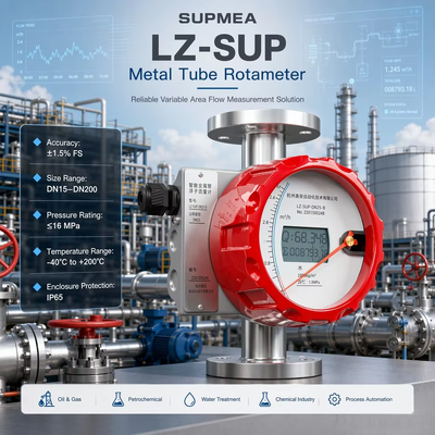 เครื่องวัดอัตราการไหลแบบพื้นที่แปรผัน Supmea LZ-SUP HART 4-20mA จอ LCD แสดงผลในพื้นที่อุตสาหกรรม