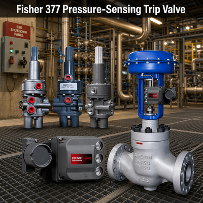 Fi-sher 377 วัลล์ฟการตรวจสอบความดัน พนูเมติกปิดฉุกเฉินล้มเหลว วัลล์ฟการควบคุมปลอดภัย วัลล์ฟการตรวจสอบ