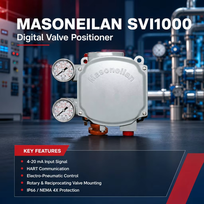มาโซนีแลน SVI1000 4-20mA HART วาล์วคอนโทรลเลอร์ แอคทูเอเตอร์ลม วาล์วโพซิชันเนอร์