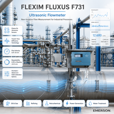 เครื่องวัดอัตราการไหลแบบอัลตราโซนิกความแม่นยำสูง FLEXIM FLUXUS F731 พร้อมการทำงานแบบสองช่องสัญญาณ