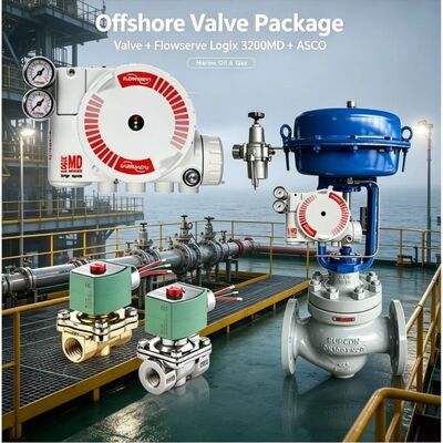 Flowserve Logix 3200MD เครื่องตั้งตําแหน่งดิจิตอล พร้อมวาล์ว ASCO Solenoid สําหรับการควบคุมวาล์วอุตสาหกรรมที่แม่นยํา