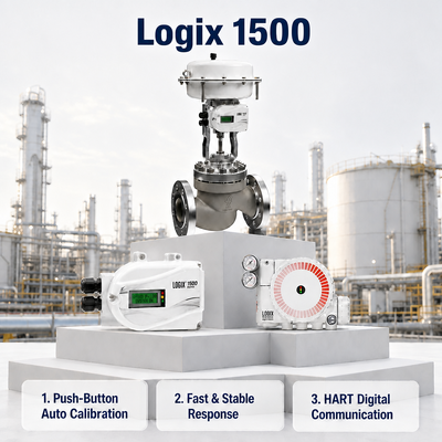 Logix 1500 Intelligent HART Protocol Digital Valve Positioner 4 20mA IP67 ระบบควบคุมกระแสไฟฟ้าปนิวเมติก