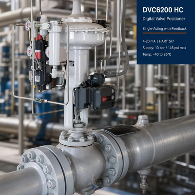 DVC6200 HC เครื่องควบคุมวาล์วดิจิตอล 4 ราคา 20 mA HART เครื่องตั้งวาล์วแบบปนูเมติกที่มีผลตอบสนอง