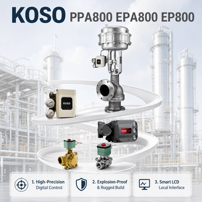 KOSO Smart Valve Positioner PPA800 EPA800 EP800 Electro Pneumatic OEM ความละเอียดสูง 140 700kPa การควบคุมอุตสาหกรรมปิโตรเคมี