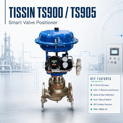 Tissin TS900 TS905 เครื่องตั้งตําแหน่งวาล์วสมาร์ท 4-20mA HART เครื่องตั้งตําแหน่งวาล์วควบคุมดิจิตอลจากสแตนเลส