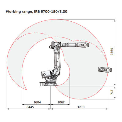IRB6700-150 / 3.2 พร้อมแขนหุ่นยนต์ CNC สำหรับชิ้นส่วนอุปกรณ์ขนถ่ายวัสดุและอุปกรณ์เชื่อมอื่น ๆ