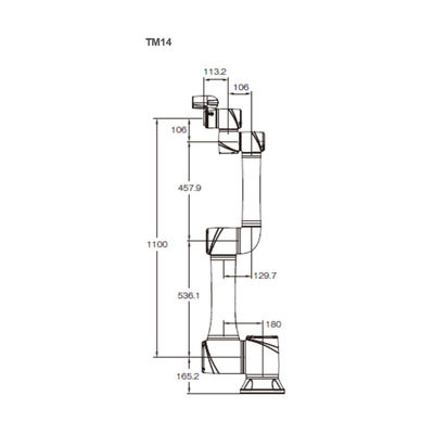 Cobot น้ำหนักบรรทุกสูงของ TM14 พร้อมน้ำหนักบรรทุก 14KG และหุ่นยนต์ทำงานร่วมกันถึง 1100 มม. สำหรับการประกอบเครื่องยนต์