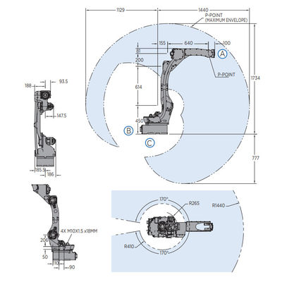 เครื่องเชื่อมของหุ่นยนต์อุตสาหกรรม Motoman AR1440 พร้อมเครื่องเชื่อม ARC อื่น ๆ เป็นหุ่นยนต์เชื่อมอัตโนมัติ