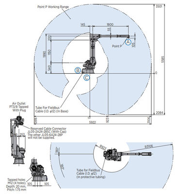 6 Aixs Robot Arm MH50II-20 พร้อมน้ำหนักบรรทุก 20KG 3106MM Reach สำหรับเครื่องเชื่อมและเคลือบ ARC