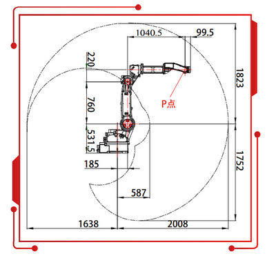 SF6-C2080 พร้อมน้ำหนักบรรทุก 10KG 2080MM ถึงแขนหุ่นยนต์เป็นหุ่นยนต์อุตสาหกรรมและหุ่นยนต์เชื่อม