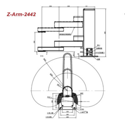 หุ่นยนต์ Hitbot พร้อมแคลมป์ไฟฟ้า Z-Arm 2442 แขน 4 แกนสำหรับการหยิบขนาดเล็ก