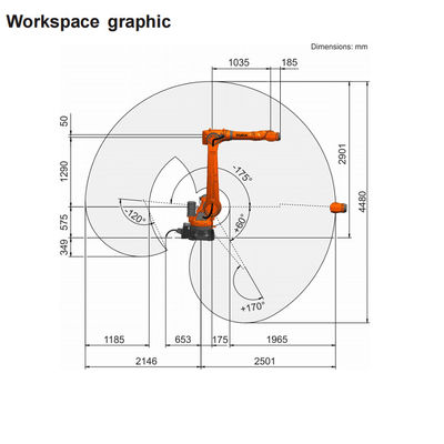 KR 50 R2500 พร้อม 2501MM Reach และ 61KG Payload Robt Arm เป็นชิ้นส่วนเครื่องจักรและอุปกรณ์ขนถ่ายวัสดุ
