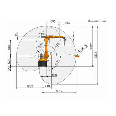 หุ่นยนต์บรรจุ KR 16 R1610 แขนหุ่นยนต์หุ่นยนต์ 6 แกนสำหรับบรรจุหุ่นยนต์