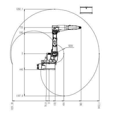 หุ่นยนต์เชื่อม MIG ของหุ่นยนต์เชื่อม TKB1400-6KG-1412mm เครื่องเชื่อมหุ่นยนต์