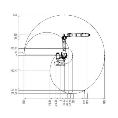 หุ่นยนต์ TKB2690-20KG-1921mm Robotic Arm Manipulator หุ่นยนต์จัดการแกน 6 แกน