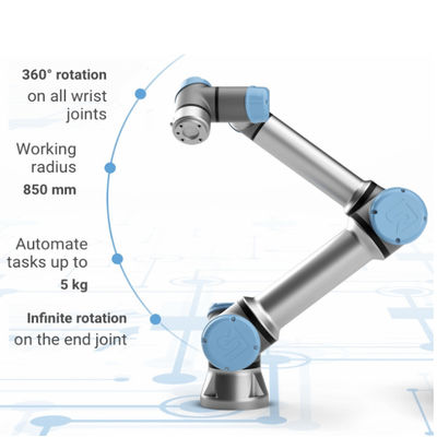 หุ่นยนต์อุตสาหกรรม Universal Robotic Arm 6 แกน UR5e เครื่องจักรและอุปกรณ์อุตสาหกรรมพร้อมเครื่องหยิบและวางกริปเปอร์