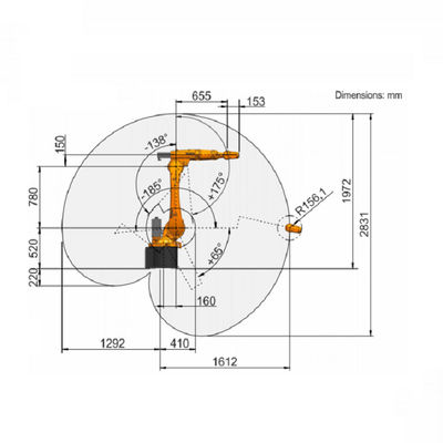 หุ่นยนต์กริปเปอร์หุ่นยนต์อุตสาหกรรม Kuka พร้อมแขน 6 แกน Kuka น้ำหนักบรรทุก 16 Kg Robot Arm Pick and Place Machine