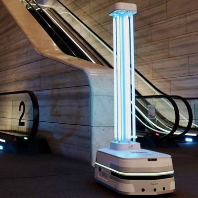 Geek+ AGV Robot Uv Light สมาร์ทยูวีฆ่าเชื้อหุ่นยนต์ The Public Health Guardian