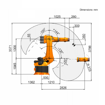 KR 500 R2830 แขนกลเชื่อม KUKA ที่มีพิกัดน้ำหนักบรรทุกสูงสุด 500 Kg ไฟฉายเชื่อม