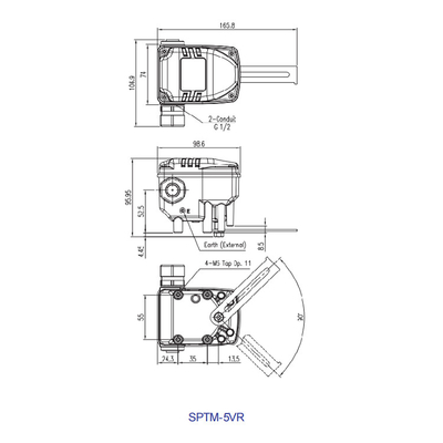 SPTM-5V สมาร์ทไฟฟ้าควบคุมวาล์วตำแหน่งเครื่องส่งสัญญาณชิ้นส่วนนิวเมติก