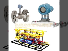 ชุดสเก็ตวาล์วควบคุมการไหลติดตั้งกับ Rosemount 8800 Series Vortex Flowmeter และเซ็นเซอร์ 3051 Coplanar Pressure Transmitter